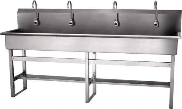 SANI-LAV - 77" Long x 16-1/2" Wide Inside, 1 Compartment, Grade 304 Stainless Steel Hands Free Hand Sink - 16 Gauge, 80" Long x 20" Wide x 45" High Outside, 8" Deep - All Tool & Supply