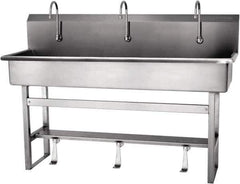 SANI-LAV - 57" Long x 16-1/2" Wide Inside, 1 Compartment, Grade 304 Stainless Steel Hands Free Hand Sink - 16 Gauge, 60" Long x 20" Wide x 45" High Outside, 8" Deep - All Tool & Supply