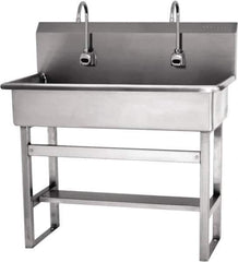 SANI-LAV - 57" Long x 16-1/2" Wide Inside, 1 Compartment, Grade 304 Stainless Steel Hands Free Hand Sink - 16 Gauge, 40" Long x 20" Wide x 45" High Outside, 8" Deep - All Tool & Supply