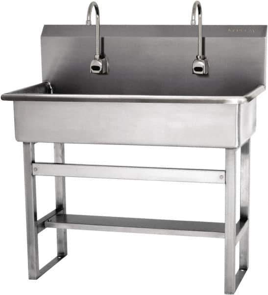 SANI-LAV - 37" Long x 16-1/2" Wide Inside, 1 Compartment, Grade 304 Stainless Steel Hands Free Hand Sink - 16 Gauge, 40" Long x 20" Wide x 45" High Outside, 8" Deep - All Tool & Supply