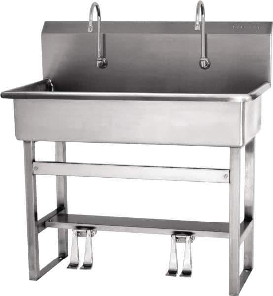 SANI-LAV - 37" Long x 16-1/2" Wide Inside, 1 Compartment, Grade 304 Stainless Steel Hands Free Hand Sink - 16 Gauge, 40" Long x 20" Wide x 45" High Outside, 8" Deep - All Tool & Supply