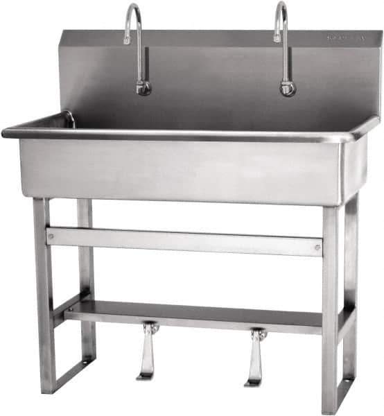 SANI-LAV - 37" Long x 16-1/2" Wide Inside, 1 Compartment, Grade 304 Stainless Steel Hands Free Hand Sink - 16 Gauge, 40" Long x 20" Wide x 45" High Outside, 8" Deep - All Tool & Supply