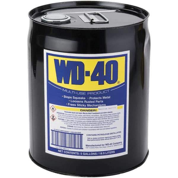 WD-40 - 5 Gal Pail Multi-Use Product - Bulk, Liquid, Stop Squeaks, Removes & Protects, Loosens Rusted Parts, Free Sticky Mechanisms, Drives Out Moisture - All Tool & Supply