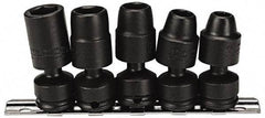 Proto - 5 Piece 3/8" Drive Impact Socket Set - 6 Points, 3/8" to 5/8" Range, Inch Measurement Standard - All Tool & Supply