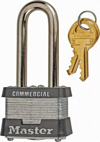 Master Lock - 2" Shackle Clearance, Keyed Alike Laminated Steel Padlock - 9/32" Shackle Diam, Laminated Steel - All Tool & Supply