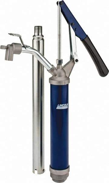 Lincoln - 4.5 Strokes per Gal, 3/4" Outlet, 2 GPM, Brass Hand Operated Barrel Lift Pump - 14 oz per Stroke, 17" OAL, For 15 to 55 Gal Drums, For Paint Thinners & Petrolem Based Media - All Tool & Supply