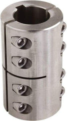 Climax Metal Products - 1-1/8" Inside x 1-7/8" Outside Diam, Two Piece Rigid Coupling with Keyway - 3-1/8" Long x 1/4" Keyway Width x 1/8" Keyway Depth - All Tool & Supply