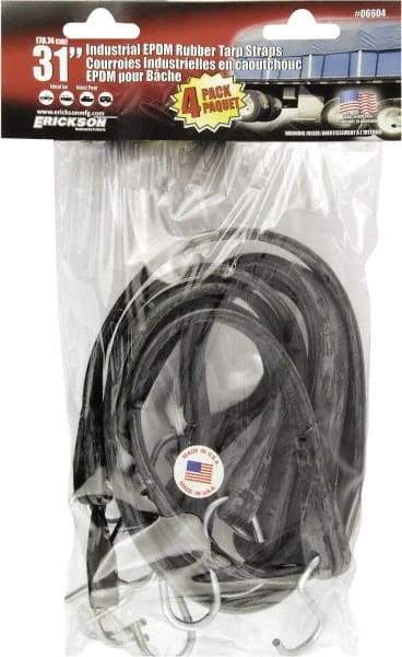 Erickson Manufacturing - Tarp Strap with S Hook - 31" OAL, Black - All Tool & Supply