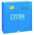 Acid Storage Cabinet - #5541 - 43 x 18 x 44" - 30 Gallon - w/one shelf, two poly trays, bi-fold self-closing door - Blue Only - All Tool & Supply