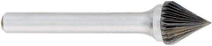 OSG - 5/8" Cut Diam, 1/4" Shank Diam, Cone Head Fluted Cut Burr - Carbide, Point End, 2" OAL - All Tool & Supply