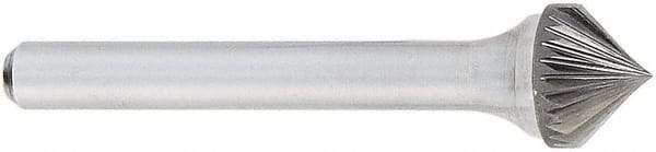 OSG - 1/4" Cut Diam, 1/4" Shank Diam, Cone Head Fluted Cut Burr - Carbide, Point End, 2" OAL - All Tool & Supply