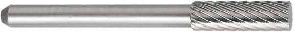 OSG - 5/32" Cut Diam, 1/8" Shank Diam, Cylinder Head Fluted Cut Burr - Carbide, Flat End, 1/2" LOC, 1-1/2" OAL - All Tool & Supply