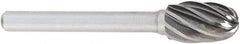 OSG - 5/8" Cut Diam, 1/4" Shank Diam, Oval Head Fluted Cut Burr - Carbide, Radius End, 1" LOC, 2" OAL - All Tool & Supply