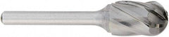 OSG - 3/4" Cut Diam, 1/4" Shank Diam, Cylinder with Radius Head Fluted Cut Burr - Carbide, Radius End, 1" LOC, 2" OAL - All Tool & Supply