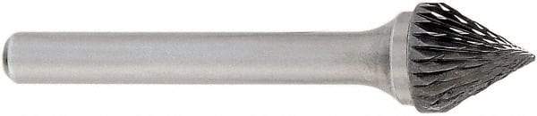 OSG - 5/8" Cut Diam, 1/4" Shank Diam, Cone Head Burr - Carbide, Point End, 2" OAL - All Tool & Supply