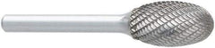 OSG - 5/8" Cut Diam, 1/4" Shank Diam, Oval Head Burr - Carbide, Radius End, 1" LOC, 2" OAL - All Tool & Supply