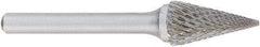 OSG - 3/8" Cut Diam, 1/4" Shank Diam, Cone Head Burr - Carbide, Point End, 5/8" LOC, 2" OAL - All Tool & Supply