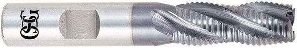 OSG - 3/8", 1" LOC, 3/8" Shank Diam, 2-1/2" OAL, 5 Flute, Solid Carbide Square End Mill - Single End, Uncoated, Spiral Flute, 45° Helix, Centercutting, Right Hand Cut, Right Hand Flute, Series 455C - All Tool & Supply