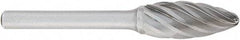 OSG - 1/2" Cut Diam, 1/4" Shank Diam, Flame Head Fluted Cut Burr - Carbide, Radius End, 1-1/4" LOC, 2" OAL - All Tool & Supply