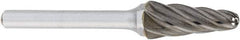 OSG - 3/4" Cut Diam, 1/4" Shank Diam, Taper Head Fluted Cut Burr - Carbide, Radius End, 1-1/2" LOC, 2" OAL - All Tool & Supply