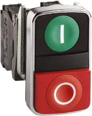 Square D - 0.87 Inch Mount Hole, Flush, Pushbutton Switch Only - Rectangle, Green and Red Pushbutton, Illuminated, Momentary (MO), Shock and Vibration Resistant - All Tool & Supply