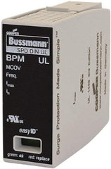 Cooper Bussmann - 1 Pole, 1 Phase, 20 kA Nominal Current, 90mm Long x 18mm Wide x 65mm Deep, Thermoplastic Hardwired Surge Protector - DIN Rail Mount, 125 kA Short Circuit Current, 347 VAC, 600 VAC Operating Voltage, 40 kA Surge Protection - All Tool & Supply