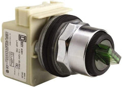 Square D - 30mm Mount Hole, 2 Position, Selector Switch Only - Green, Maintained (MA), Illuminated - All Tool & Supply