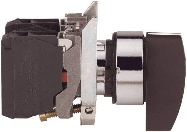 Square D - 0.87 Inch Mount Hole, 3 Position, Lever Operated, Selector Switch Only - Black, Momentary (MO), Nonilluminated, 2NO, Shock and Vibration Resistant - All Tool & Supply