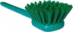 PRO-SOURCE - 1-3/4" Bristle Length, Plastic Utility Scrub Brush - 4-1/2" Long x 3-3/4" Wide Head, 20" OAL, Long Handle, Green, Foam Block - All Tool & Supply