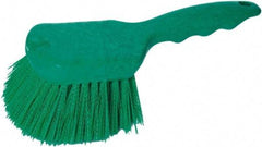 PRO-SOURCE - 1-3/4" Bristle Length, Plastic Utility Scrub Brush - 4-1/2" Long x 3-3/4" Wide Head, 8-1/2" OAL, Short Handle, Green, Foam Block - All Tool & Supply