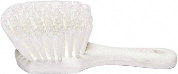 PRO-SOURCE - 1-3/4" Bristle Length, Plastic Utility Scrub Brush - 4-1/2" Long x 3-3/4" Wide Head, 8-1/2" OAL, Short Handle, White, Foam Block - All Tool & Supply