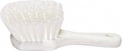 PRO-SOURCE - 1-3/4" Bristle Length, Plastic Utility Scrub Brush - 4-1/2" Long x 3-3/4" Wide Head, 8-1/2" OAL, Short Handle, White, Foam Block - All Tool & Supply