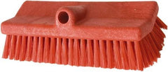 PRO-SOURCE - 1-3/4" Bristle Length, Polypropylene Food Service Brush - 10" Long x 5" Wide Head, 20" OAL, Long Handle, Red, Foam Block - All Tool & Supply