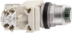 Schneider Electric - 1.18 Inch Mount Hole, Extended Straight, Pushbutton Switch - Round, White Pushbutton, Illuminated, Momentary (MO), Weatherproof, Dust and Oil Resistant - All Tool & Supply