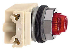 Square D - 28 V Red Lens LED Indicating Light - Round Lens, Screw Clamp Connector, 70mm OAL x 54mm Wide, Shock Resistant, Vibration Resistant - All Tool & Supply