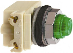 Square D - 24-28 VAC/VDC Green Lens LED Indicating Light - Round Lens, Screw Clamp Connector, 70mm OAL x 54mm Wide, Shock Resistant, Vibration Resistant - All Tool & Supply