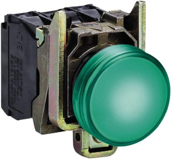 Square D - 24 VAC/VDC Green Lens LED Indicating Light - Round Lens, Screw Clamp Connector, 46.5mm OAL x 30mm Wide, Shock Resistant, Vibration Resistant - All Tool & Supply