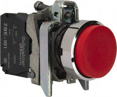 Square D - 22mm Mount Hole, Extended Straight, Pushbutton Switch Only - Round, Red Pushbutton, Nonilluminated, Momentary (MO) - All Tool & Supply