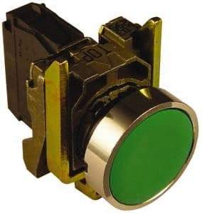 Square D - 0.87 Inch Mount Hole, Pushbutton Switch Only - Round, Green Pushbutton, Illuminated, Momentary (MO), Shock and Vibration Resistant - All Tool & Supply