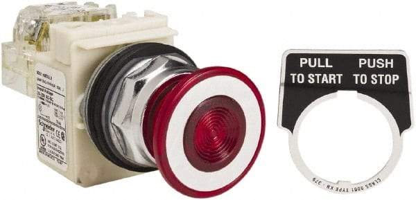 Square D - 30mm Mount Hole, Pushbutton Switch - Red Pushbutton, Maintained (MA) - All Tool & Supply