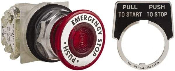 Square D - 30mm Mount Hole, Pushbutton Switch - Red Pushbutton, Maintained (MA) - All Tool & Supply