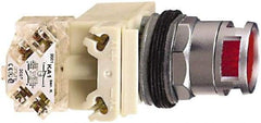 Schneider Electric - 30mm Mount Hole, Extended Straight, Pushbutton Switch with Contact Block - Clear Pushbutton, Momentary (MO) - All Tool & Supply