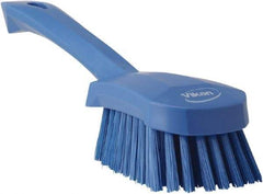 Vikan - 1.3" Bristle Length, Polyester Scrub Brush - 4-1/4" Long x 2-3/4" Wide Head, 10" OAL, Blue, Polypropylene Block - All Tool & Supply