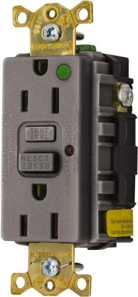 Hubbell Wiring Device-Kellems - 1 Phase, 5-15R NEMA, 125 VAC, 15 Amp, Self Grounding, GFCI Receptacle - 2 Pole, Back and Side Wiring, Hospital Grade - All Tool & Supply