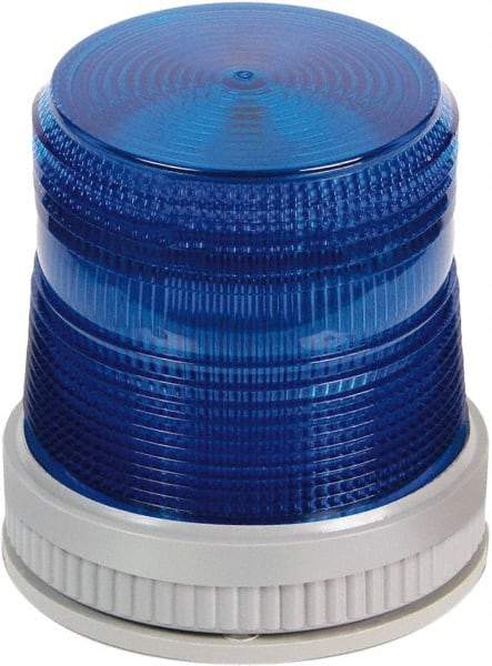 Edwards Signaling - 120 VAC, 4X NEMA Rated, LED, Blue, Flashing, Steady Light - 65 Flashes per min, 3/4 Inch Pipe, 3-3/4 Inch Diameter, 4-3/4 Inch High, Panel Mount, Pipe Mount, Wall Mount - All Tool & Supply