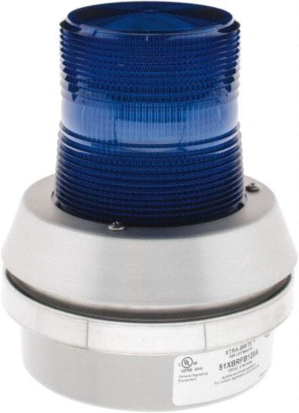 Edwards Signaling - 120 VAC, LED, Blue, Flashing Light - 65 Flashes per min, 1/2 Inch Pipe, 6 Inch Diameter, 7-3/8 Inch High, Box Mount, Pane, Pipe, Surface and Wall Mount - All Tool & Supply