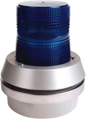 Edwards Signaling - 24 VDC, LED, Blue, Flashing Light - 65 Flashes per min, 1/2 Inch Pipe, 6 Inch Diameter, 7-3/8 Inch High, Box Mount, Pane, Pipe, Surface and Wall Mount - All Tool & Supply