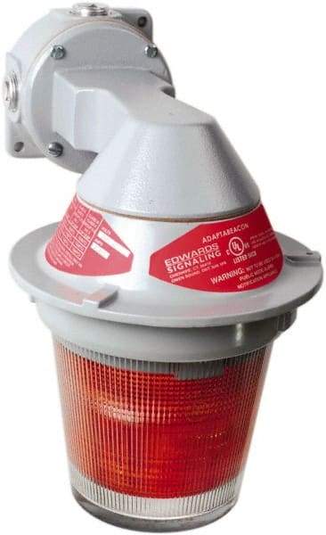 Edwards Signaling - 120 VAC, 4, 3R NEMA Rated, LED, Red, Flashing, Steady Light - 65 Flashes per min, 3/4 Inch Pipe, 7 Inch Diameter, 11-3/8 Inch High, Bracket Mount - All Tool & Supply