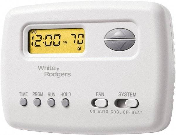 White-Rodgers - 45 to 90°F, 1 Heat, 1 Cool, Digital Programmable Thermostat - 20 to 30 Volts, Horizontal Mount, Manual Switch - All Tool & Supply