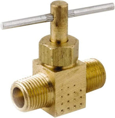 ANDERSON METALS - 1/4" Pipe, Inline Metal Seat Needle Valve - Brass Seal, MPT Ends, Lead Free Brass Valve, 150 Max psi - All Tool & Supply